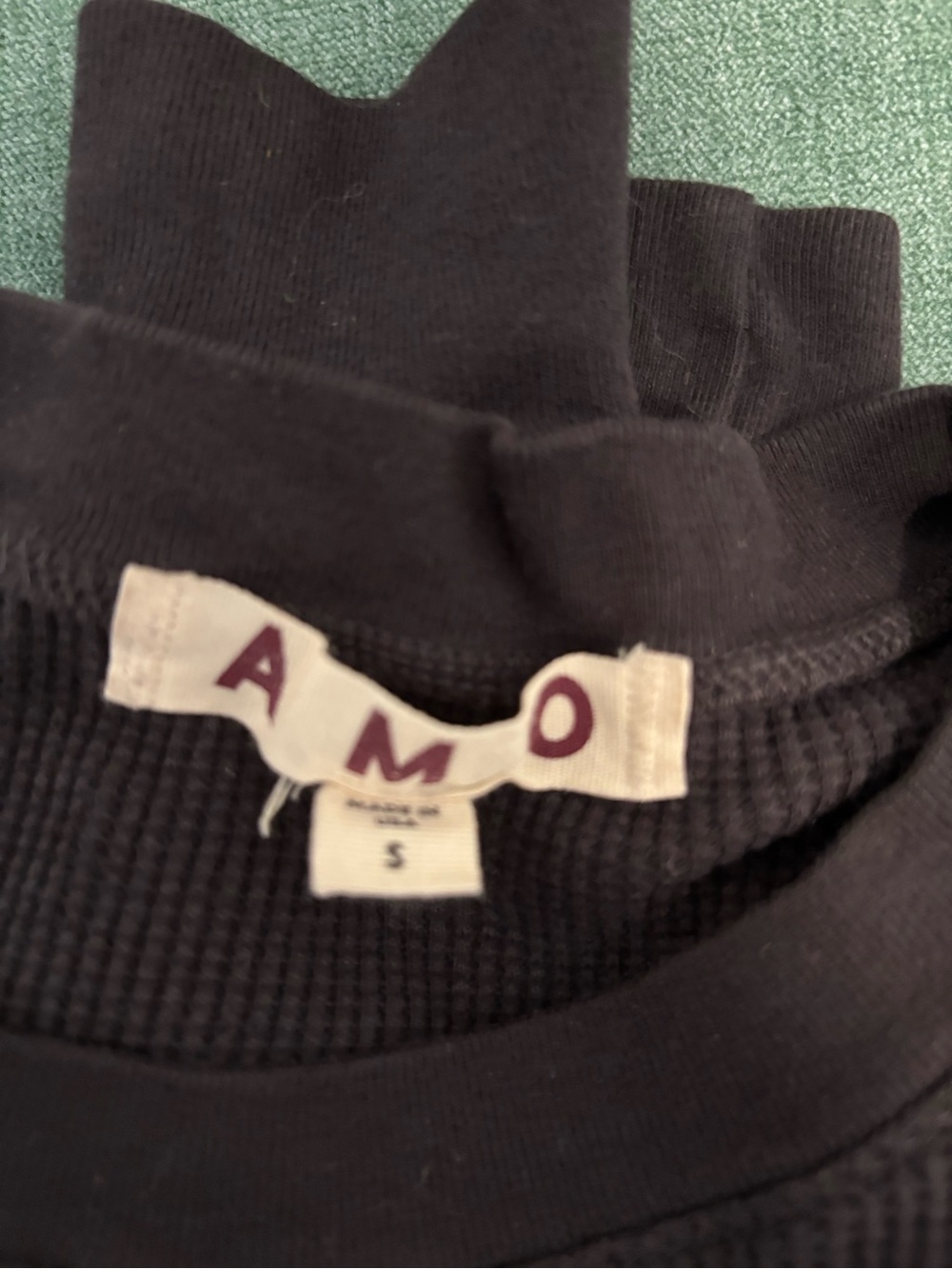 AMO  "Girly Thermal" Top in Washed Black / Vintage Black.